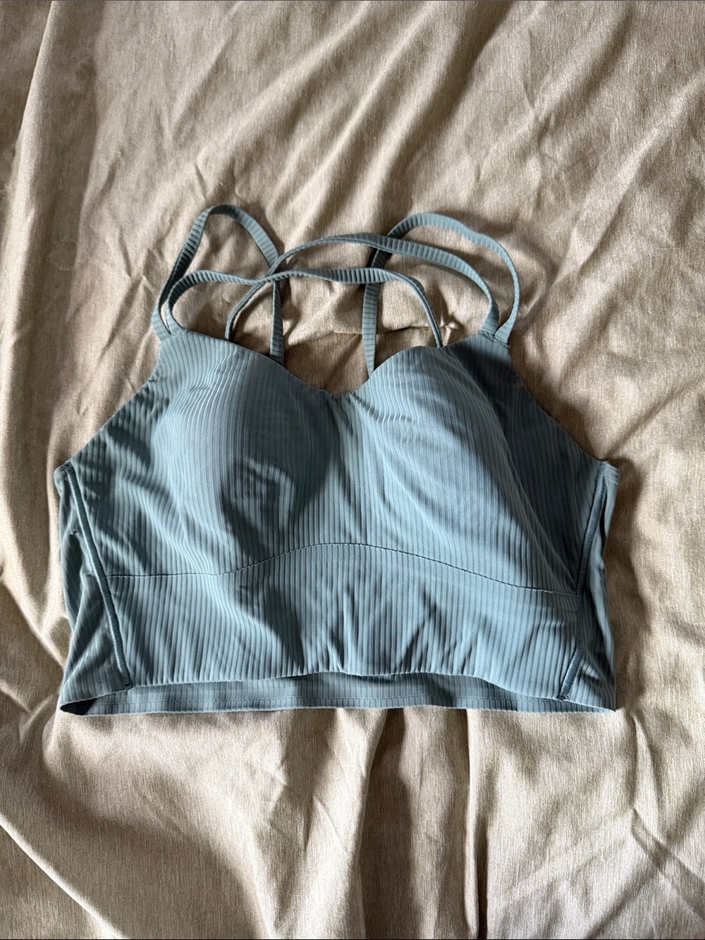 lululemon athletica Ribbed Strappy Bralette in Dusty Blue